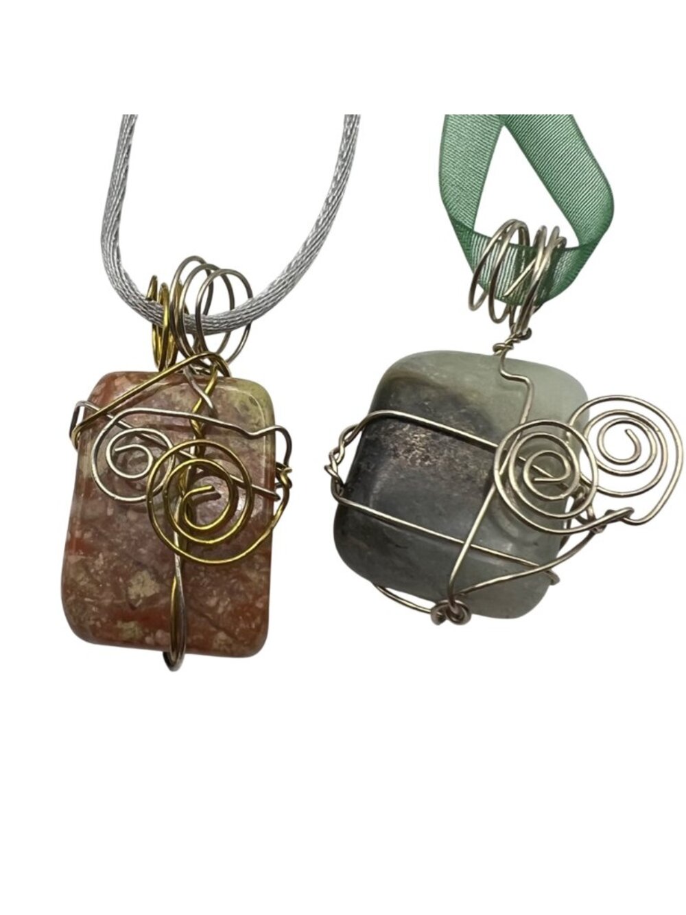Wire Wrapped Crystal Pendant Necklaces Lot 6 Amethyst Rose Quartz Agate Healing - Picture 5 of 12